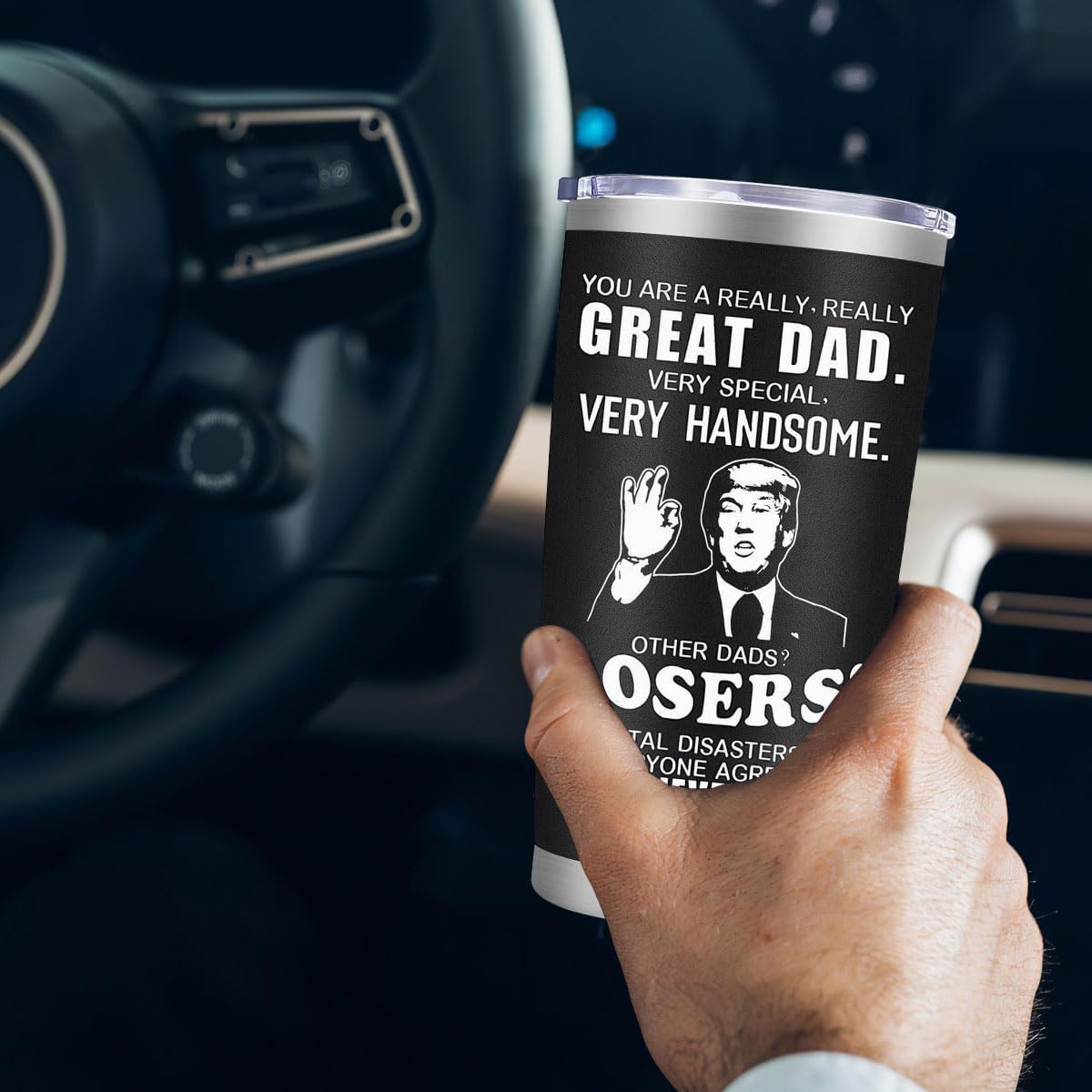 Bonus Dad Tumbler 20 Oz – Funny Fathers Day or Birthday Gifts from Daughter or Son for a Bonus or Stepdad – Insulated Travel Mug, Unique Appreciation Present