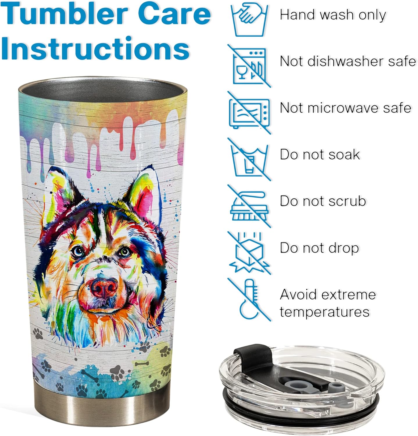 Gift for Husky Lovers – 20oz Stainless Steel Tumbler Cup Mug, Funny and Unique Gift for Husky Dog Owners, Perfect for Mothers Day, Fathers Day, Birthday, and Anniversary Celebrations