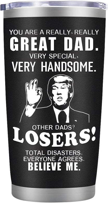 Bonus Dad Tumbler 20 Oz – Funny Fathers Day or Birthday Gifts from Daughter or Son for a Bonus or Stepdad – Insulated Travel Mug, Unique Appreciation Present