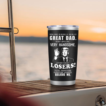 Bonus Dad Tumbler 20 Oz – Funny Fathers Day or Birthday Gifts from Daughter or Son for a Bonus or Stepdad – Insulated Travel Mug, Unique Appreciation Present