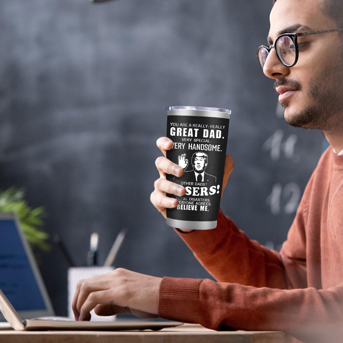 Bonus Dad Tumbler 20 Oz – Funny Fathers Day or Birthday Gifts from Daughter or Son for a Bonus or Stepdad – Insulated Travel Mug, Unique Appreciation Present
