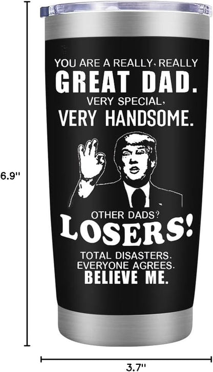 Bonus Dad Tumbler 20 Oz – Funny Fathers Day or Birthday Gifts from Daughter or Son for a Bonus or Stepdad – Insulated Travel Mug, Unique Appreciation Present