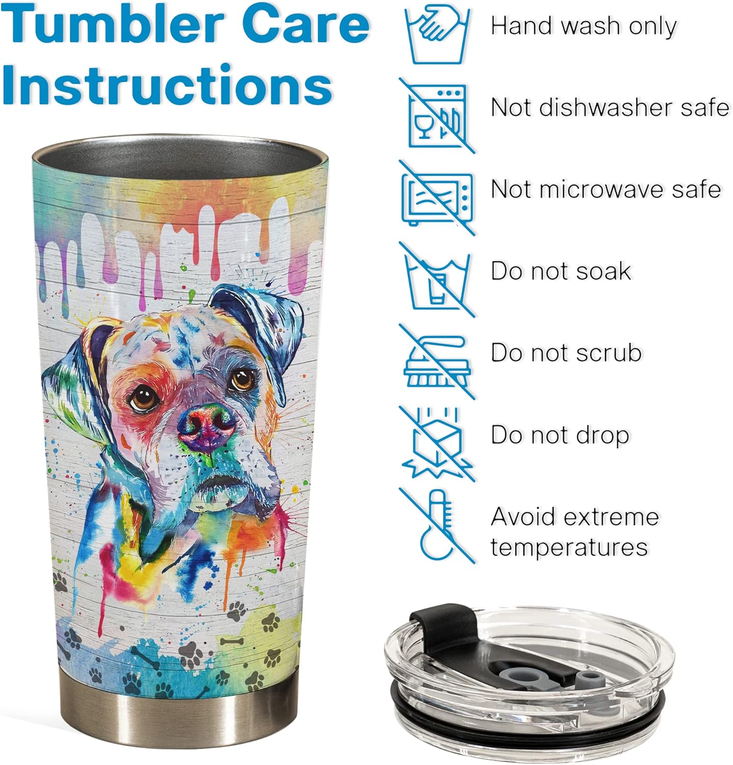 Gift for Boxer Lovers – 20oz Stainless Steel Tumbler Cup Mug, Funny and Unique Gift for Boxer Dog Owners, Perfect for Mothers Day, Fathers Day, Birthday, and Anniversary Celebrations