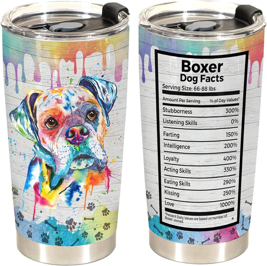 Gift for Boxer Lovers – 20oz Stainless Steel Tumbler Cup Mug, Funny and Unique Gift for Boxer Dog Owners, Perfect for Mothers Day, Fathers Day, Birthday, and Anniversary Celebrations