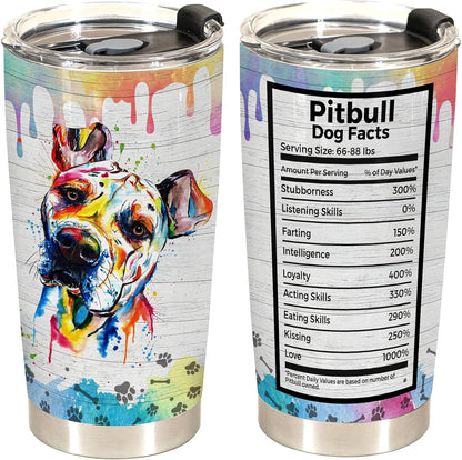 20oz Tumbler Cup for Pitbull Lovers – Funny and Unique Gift for Pitbull Mom or Dad – Ideal Birthday, Mothers Day, Fathers Day Gift for Dog Owners and Pet Lovers