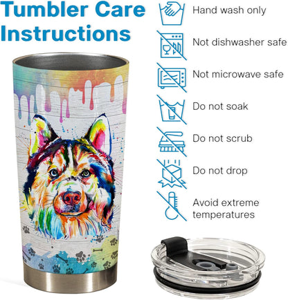 Gift for Husky Lovers – 20oz Stainless Steel Tumbler Cup Mug, Funny and Unique Gift for Husky Dog Owners, Perfect for Mothers Day, Fathers Day, Birthday, and Anniversary Celebrations