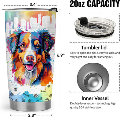 Australian Shepherd Tumbler – 20oz Stainless Steel Tumbler Cup Mug, Funny and Unique Gift for Aussie Dog Owners, Perfect for Mothers Day, Fathers Day, Birthday, and Anniversary Celebrations