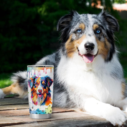 Australian Shepherd Tumbler – 20oz Stainless Steel Tumbler Cup Mug, Funny and Unique Gift for Aussie Dog Owners, Perfect for Mothers Day, Fathers Day, Birthday, and Anniversary Celebrations
